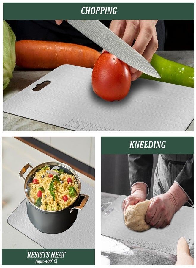 Parage Premium Stainless Steel Chopping Board for Kitchen & Professional Use Medium 31 x 21 CM | Cutting Board for Meat, Fish, Fruit, Bread Cutter, Vegetable Chopper | Heavy Duty & Rust Free - Image 4
